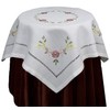 Creative Linens Hemstitched Embroidered Daisy Flower Tablecloth 34" Square Table