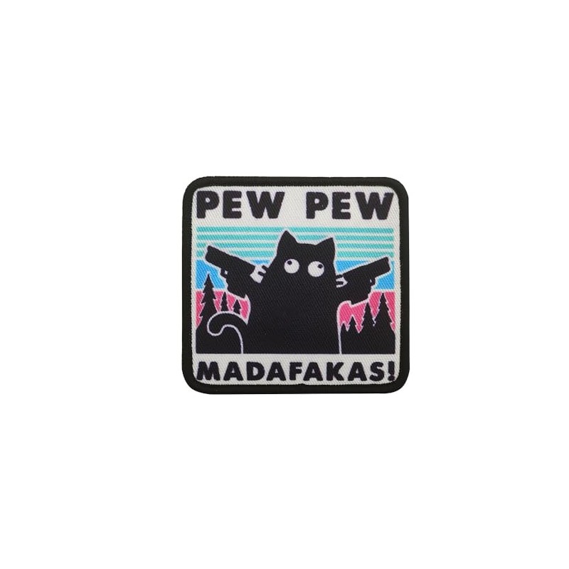 PEW PEW MADAFAKAS Cat Patch Morale Patches Velcro Embroidery Tactical