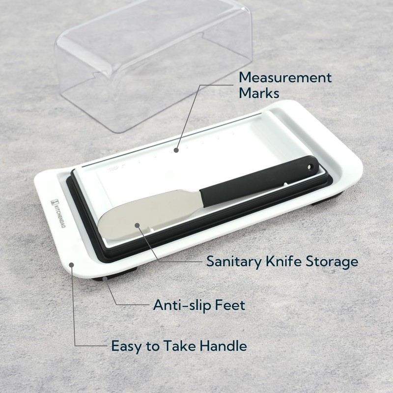 KITCHENDAO Airtight Butter Dish with Lid and Knife Spreader for