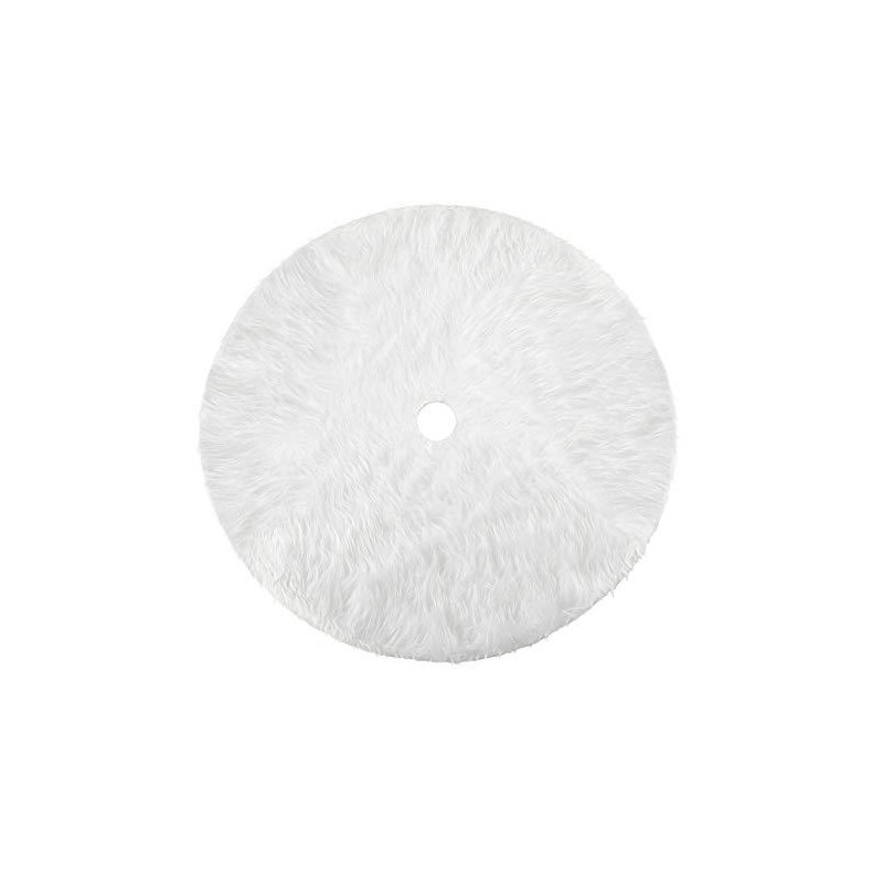 White Faux Fur Christmas Tree Skirt for Holiday Decorating –