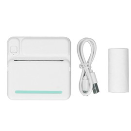 Mini Thermal Printer HD Print 200dpi Resolution Inkless Rechargeable Portable Pocket Printer Machine with 1 Roll Paper White Green