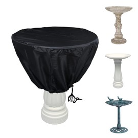 BOSKING Bird Bath Cover for Winter, 420D Polyester Outdoor Waterproof Garden Fountain Cover, Weather Resistant Round Pond Birdbath Fountain Cover with Locking Drawstring (25"Dx18"H)