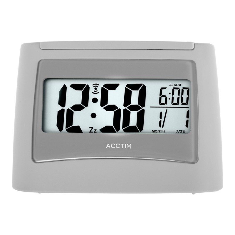Acctim Attis Stylish Clock LCD Display Calendar and Alarm Time-Mist,