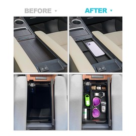 CDEFG 2PCS for 2021-2025 2026 Toyota Sienna Center Console Organizer for 2021-2026 Toyota Sienna Accessories Middle Console 2021-2026 Sienna Nonslip Mat Cellphone Barrier (Not for Fridge Box)