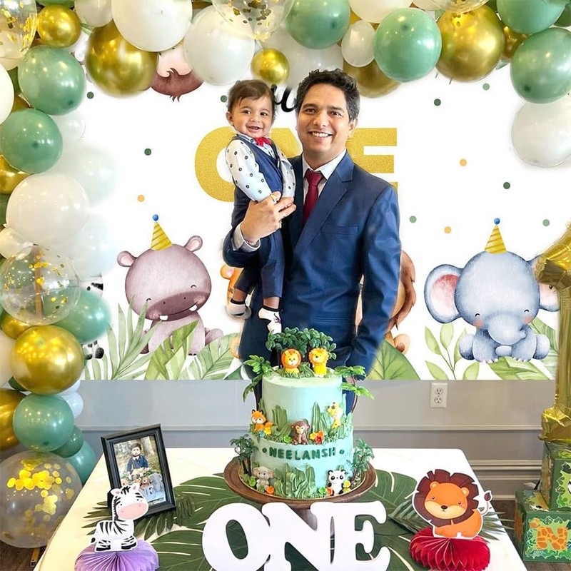 Wild One Backdrop Banner Jungle Safari 1st Birthday Backdrop Jungle