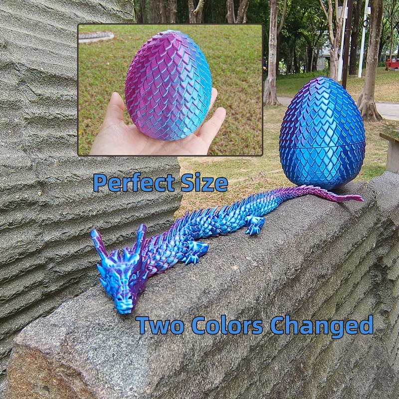 3D Printed Dragon in Egg – Flexible Articulated Crystal Dragon