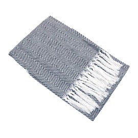 Shiwaki Tea Towels Set of 2, Cotton, 15 x 24 Inches, Wavy Stripe Towel with Tassel for Hand, Face, Hair, Gym, Yoga, Tea, Tea Towel, Kitchen and Bathroom - Black