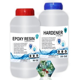 Crystal Clear Epoxy Resin Kit - UV Resin & Liquid Glass Epoxy for Wood Table Top, Jewelry Making, Arts and Crafts - Food Safe & Heat Resistant - 2 Quart (50 Oz & 25 Oz)