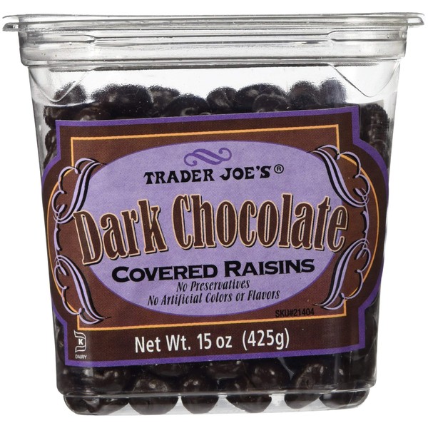 Trader Joes Dark Chocolate Covered Raisins, 2 Pack