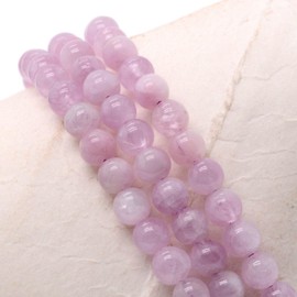 Justinstones Kunzite Natural Gemstone 3pcs 4mm Round Beads Stretch Bracelet 6.5 Inch Unisex