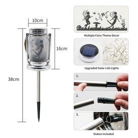 2 Pack Solar Fairy Lantern for Garden Decorations -Mothers Day Gifts for Mom Women Grandma Birthday Outdoor Ornaments Decorations Hanging Lamp Frosted Glass Jar with Stake for Yard Patio Lawn