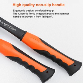 BOROCO Pointed Hammer, Geological Exploration Hammer with Sharpener, Masonry Hammer, Rock Pick Brick Sharpener Geological Hammer Outdoor Geology Mineral Exploration Tool for Roofing