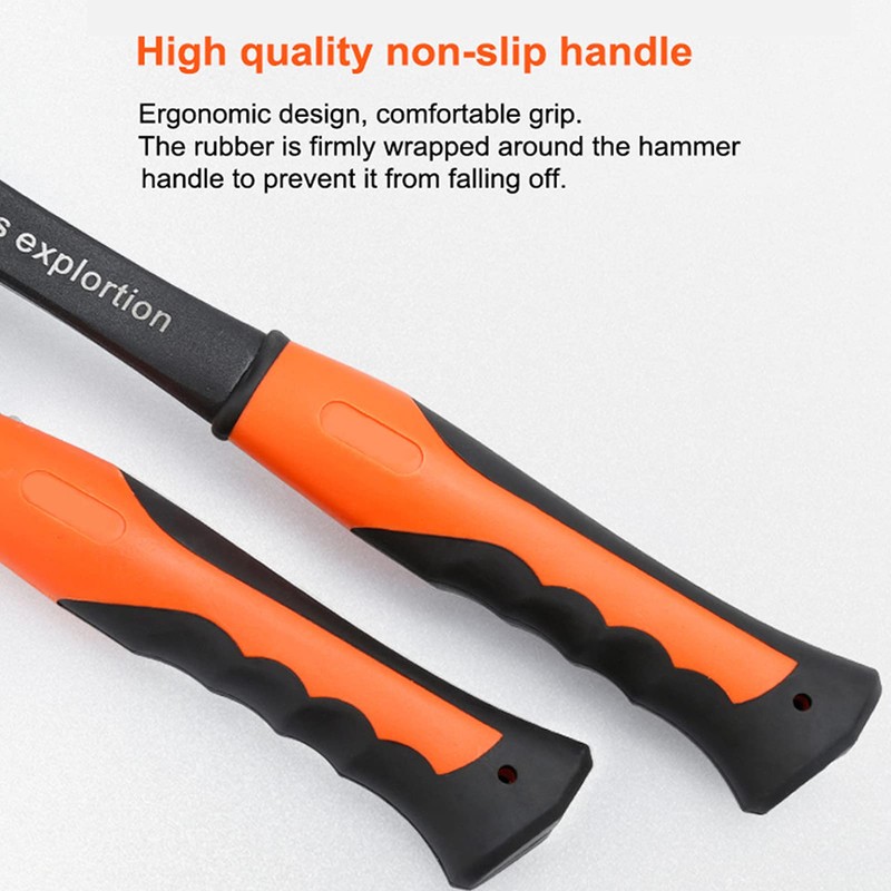 BOROCO Pointed Hammer, Geological Exploration Hammer with Sharpener, Masonry Hammer,