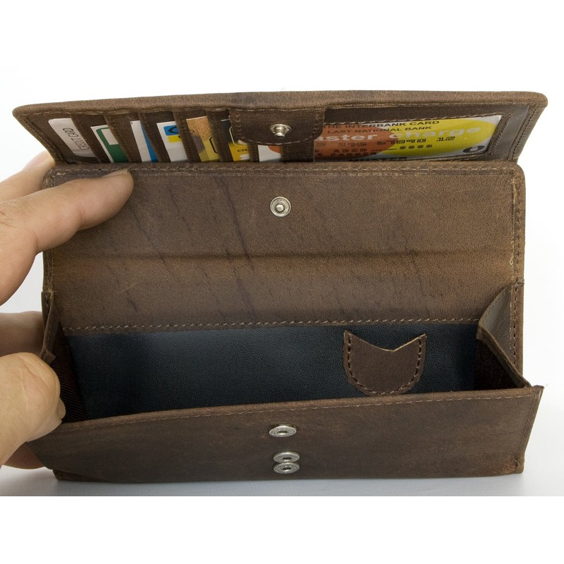 Women's Brown Natural Durable Genuine Leather Wallet
