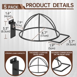 SINCHEEWAY Slatwall Hat Holder, Metal Wire Hat Display Rack for Slat Board，Slatwall Accessories Hat Hook for Retail Display and Home Organization (5)