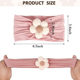 3Pcs Baby Girls Flower Headbands, Soft Elastic Baby Nylon Hairbands Baby Flower Headbands, Stretchy Handmade Hairbands Headwrap Hair Accessories for Newborn Infant Kids（Beige Pink Khaki）