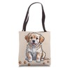 Retriever Dog Pawprints Puppies Graphic Dog Tote Bag