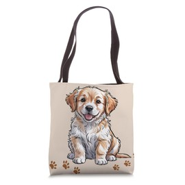 Retriever Dog Pawprints Puppies Graphic Dog Tote Bag