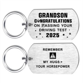 Alotozo Congratulations on Passing Your Driving Test Grandson - Engraved Keychain for New Drivers - Drive Safe Grandson Gifts from Grandparent
