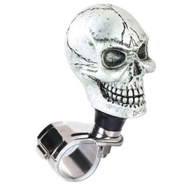 Bashineng Skull Steering Wheel Spinner Knob Suicide Power Handle Turning Driving Universal Fit Most Vehicles Cars Trucks Tractors Mowers Forklifts Boat Golf Carts (Silver)