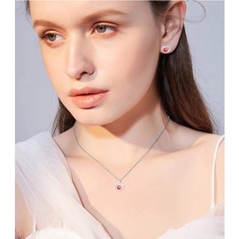 LYL.Adorer Women's Jewellery Set, Heart Necklace, Earrings with 5A Cubic Zirconia, 925 Sterling Silver, Gifts for Women, Sterling Silver, Cubic Zirconia