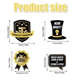 Gosknor 40stk Abschluss-Fotorequisiten, Abschlussjahrgang 2025 Dekoration Lustige Tortenaufsätze Tafelaufsatz Schilder für Abschlussfotos Fotohintergründe für Uni Schule Partys (Schwarz/Gold)
