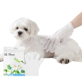 Pet Cleaning Gloves, Dog Cleaning Gloves, Dry Paws for Puppy Kitten Bath Grooming Fur Face Ears Butt Body Daily Care and Traveling（10 tablets）