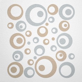 WANDfee® Wall Tattoo, Circles, Dots, 50 Stickers, Colour Choice For Children's Bedroom, Living Room, Hallway, Bathroom, Kitchen, Tile Stickers, grey