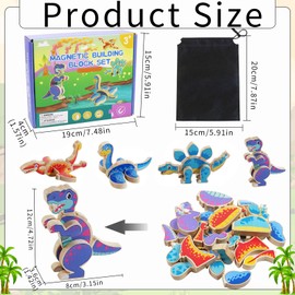 Dinosaur Toy, Dinosaur Assembly Toy Dinosaur Wooden Toy Montessori Toy from 3-6 Years Disassembly Dino Wooden Puzzles Toy Gift for Children 3 4 5 Years Boys Girls