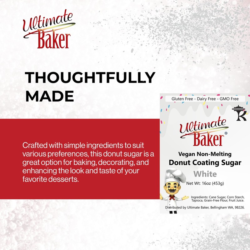 Ultimate Baker Vegan Dusting Powder, Non-Melting Snow Sugar for Donuts,