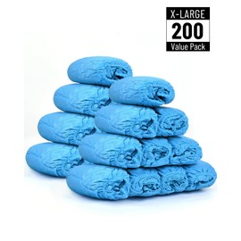 Buself X-Large 200 Count Shoe Covers Disposable Non-Slip, Premium Cloth Boot Covers, Slip-resistant, Durable, Breathable, Non-toxic, Recyclable, Stretchable Fits Up to Size 13 US Men - Blue