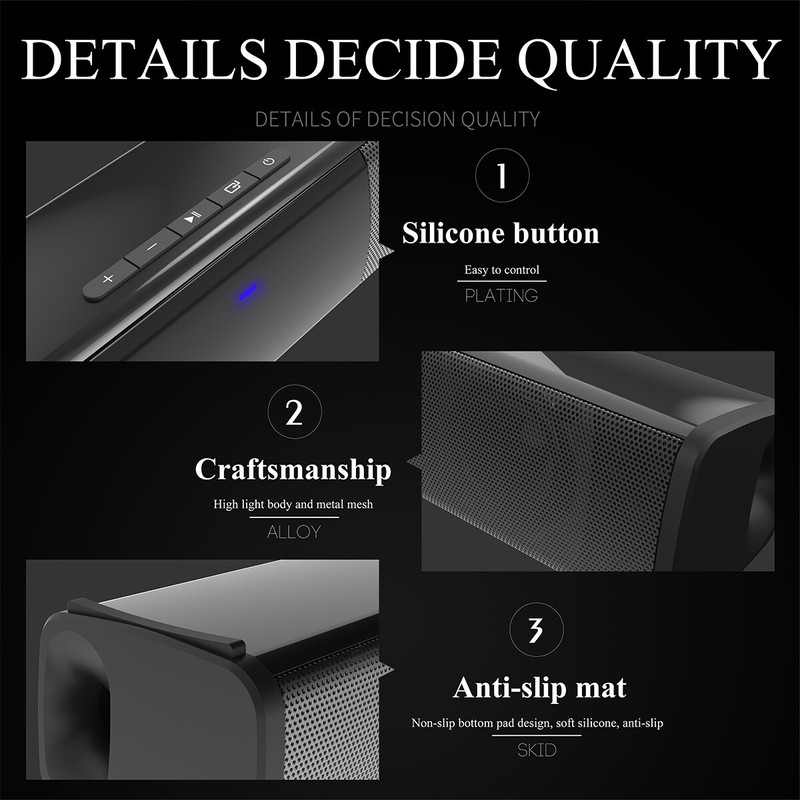 Universal Surround Sound Bar 2 Speaker System Wireless Bluetooth Subwoofer