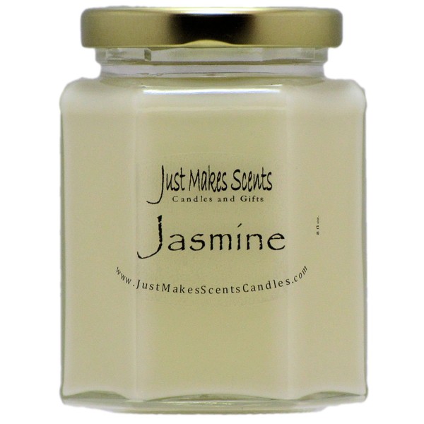 Jasmine Scented Blended Soy Candle | Sensual Jasmine Floral Fragrance | Hand Poured in The USA by Just Makes Scents