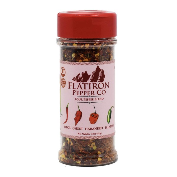 Flatiron Pepper Co - Four Pepper Blend. Premium Red Chile Flakes. Habanero - Jalapeno - Arbol - Ghost Pepper