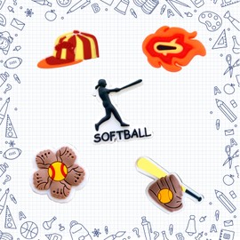 BULKITEM 25PCS Softball Theme Shoe Decoration Charms, Softball Gifts, Sports Softball Shoe Charms Accessories Decorations for Boy Girl Women Men Teens Adults