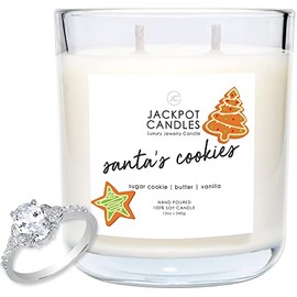 Jackpot Candles Christmas Santas Cookies Candle with Ring Inside (Surprise Jewelry Valued at 15 to 5,000 Dollars) Ring Size 9