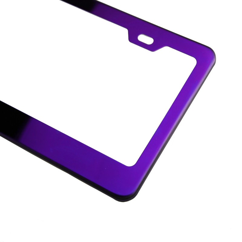 KA T304 Candy Purple License Plate Frame Stainless Steel Silver