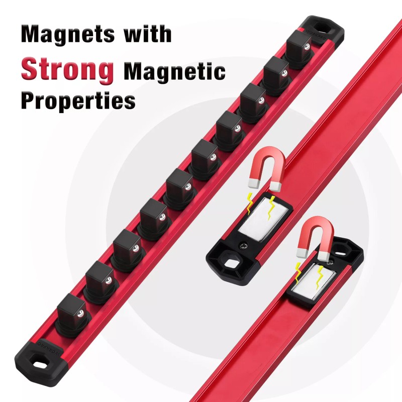 WORKPRO Magnetic Socket Organizer Set 1/4" 3/8" 1/2" Drive Socket