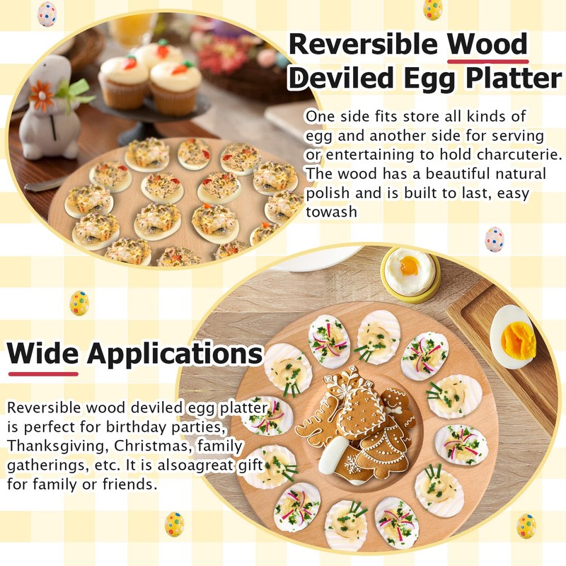 AceList Reversible Wood Charcuterie Board with Lid - Deviled Egg