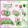 Pink and Green Birthday Party Decorations 207pcs Disposable Paper Plates