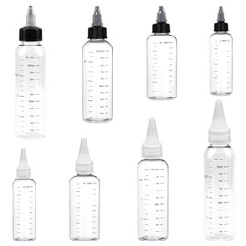 KVBUCC 8-pack 30/60/100/120ml Graduated Bottles With Pointed Mouth, Squeeze Bottle Applicator, With Cap, Transparent Graduated Bottles, Suitable For Hair Dye, Hair Care Oil