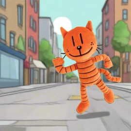 MerryMakers 9 Inch Orange Petey Toy Figure Dog Man Character Imaginative Play Plush Doll