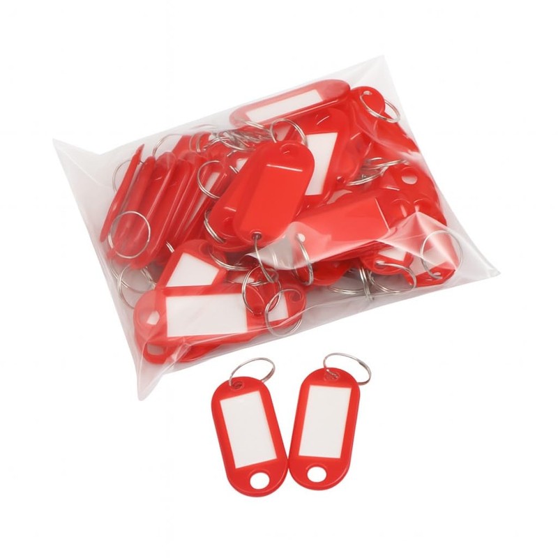 Key Tags with Split Ring, 50 Pack, of one Colour,