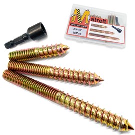 Matrelt 15Pack 3/8-16" Hanger Bolts 3Sizes 2-4 Inch Include1 pcs Hanger Bolt Driver Double Headed Bolts Wood Dowel Screw Self-Tapping Screw for Furniture Screws Wood Screws Double Threaded Rods