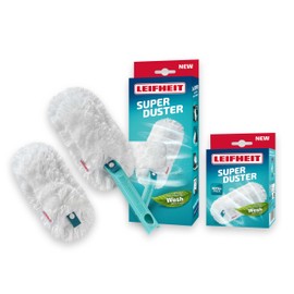 Leifheit Superduster with Replacement Cover, Long Extendable, Washable with 360 Degree Microfibre Textile, Compatible with Click System, Wash Instead of Throwing Away