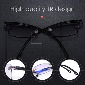 LUFF Reading Glasses Company Home Lightweight Comfortable Readers Value 2 Pack Frameless Diamond Trimming Mens(3.5X)