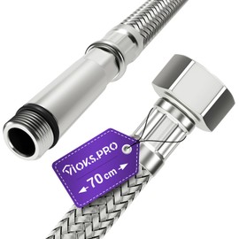 Viоks.pro Reinforced Hose 1/2 Inch (19.3 mm) Nut x M10 70 cm & Tap Hose for Kitchen Tap - 1/2 Inch Hose for Tap Hose Connection, Flex Hose for Toilet Cistern