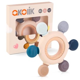 akolik Juguetes Para La Dentición, Mordedor De Silicona Para Bebés Y Niños Pequeños, Sin Bpa, Mordedor Con Forma De Remo, Alivia El Dolor De La Dentición Para Bebés De 0 A 6 Y De 6 A 12 Meses (Gery)