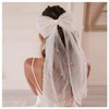 Bridal Hair Bow Veil with Pearl,White Hair Bow Clip Bachelorette