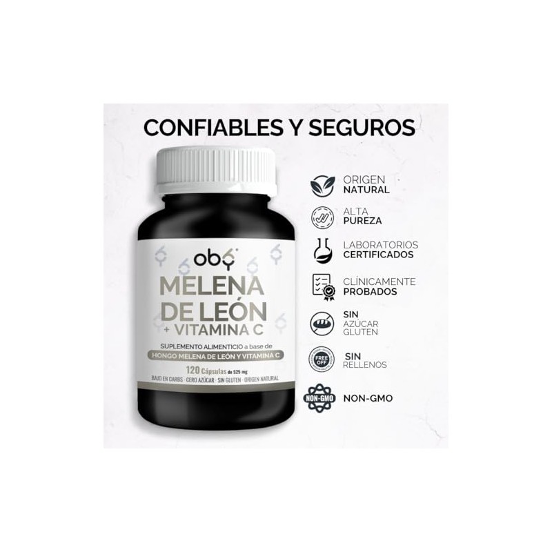 Oby Melena de Leon 1000mg Max Potenciado con Vitamina C